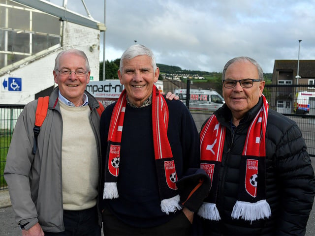 Fans arrive at the Brandywell Stadium for Derry City’s Europa Conference game against KuPs FC on Thursday evening. Photo: George Sweeney. DER2330GS -
