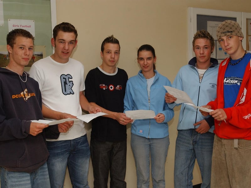 Receiving GCSE results in August 2003
