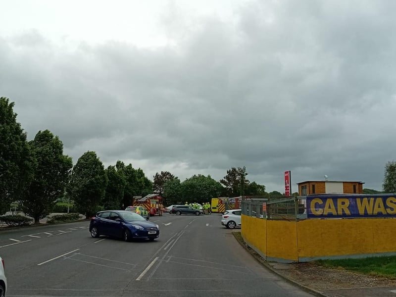 Emergency services at the scene of the accident near Sainsbury's on Thursday.