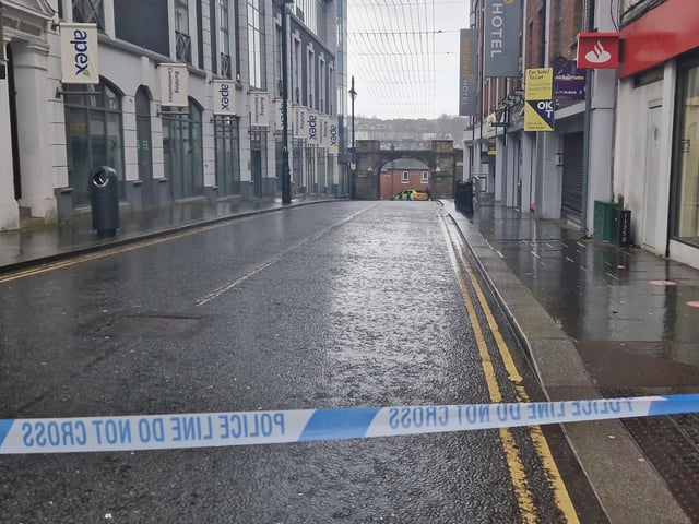 Butcher Street was closed on Monday due to a report of an insecure building.