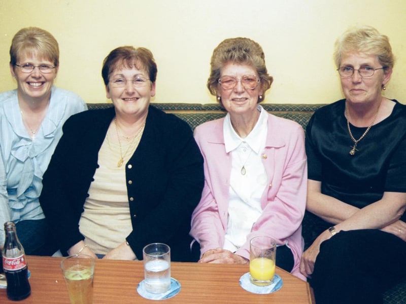Taking part in the Cursillo 'Back to Back' competition in the PO Club were L/R:- Elizabeth Blee, Mary Boyle, Maude Leonard and Mary Gillespie. 100703HG1:Pictures of birthdays, fundraisers and pub outings in July 2003