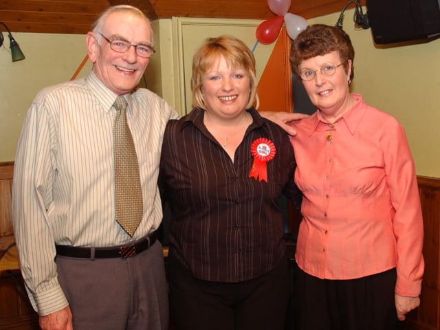 Majella Coyle with her Mum and Dad Margaret and Billy at their daugther's birthday.