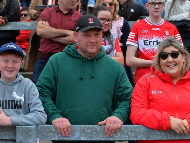 Fans in Celtic Park for the Derry v Armagh game. Photo: George Sweeney