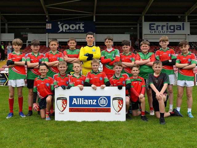 Derry Primary Schools Boys Finals at Celtic Park: Cup winners  Sacred Heart Primary School. Photo: George Sweeney