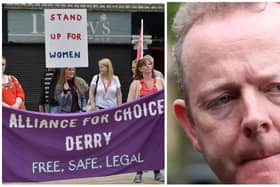 LEFT: Campaigners from Alliance for Choice at a previous rally in Derry. Right: Archbishop Eamon Martin.