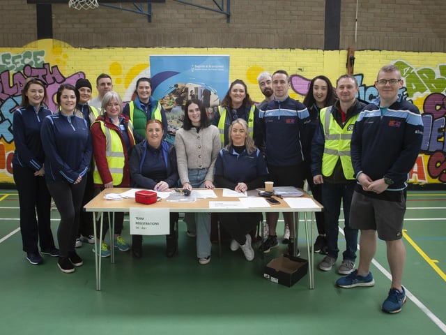 5K DASH & OBSTACLE CHALLENGE. . . . .Pictured are the staff and volunteers who organised Thursday’s Bogside and Brandywell Health Forum’s Young People’s 5k Dash and Obstacle Challenge around the Urban Village Area. (Photos: Jim McCafferty Photography)