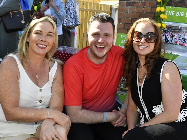 Maria Arbuckle, Turlough O'Neill and Andrea Wilson pictured at the Annual Farland Way Hazelbank Big Lunch. Photo: George Sweeney