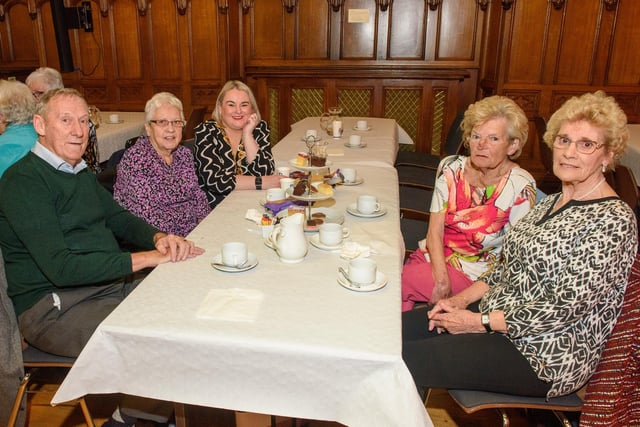 The Mayor Councillor Sandra Duffy once again welcomed people to the Guildhall as she hosted another popular Derry City and Strabane District Council Tea Dance. Included are, Christy McMonagle, Kathleen McMonagle, Mary Mullan, Mary Harrigan. Picture Martin McKeown. 09.11.22:.:The Mayor's Tea Dance