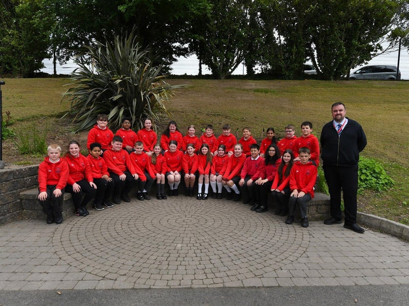 Mr MacArthur pictured with his P7 class at Lisnagelvin Primary School.