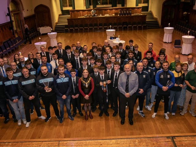 DCSDC ANNUAL SPORTS AWARDS 2026. . . . .The Mayor Grace Ui Niallais pictured with winners and their families at Thursday night's Annual Derry City and Strabane District Council's Sports Awards in the Guildhall, Derry. (Photos: Jim McCafferty Photography)