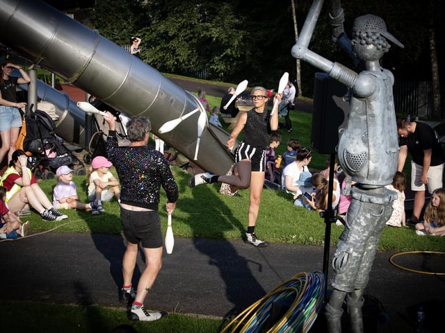 The Tumble Circus performing at Abercorn Park on Tuesday evening as part of Feile 25. (Photos: Jim McCafferty Photography) : .