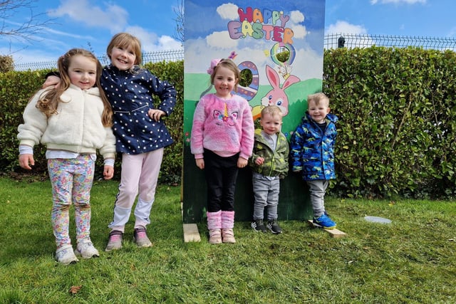 Sienna, Caitlín, Mikayla, Oisín and Corey having fun at the Easter Trail.