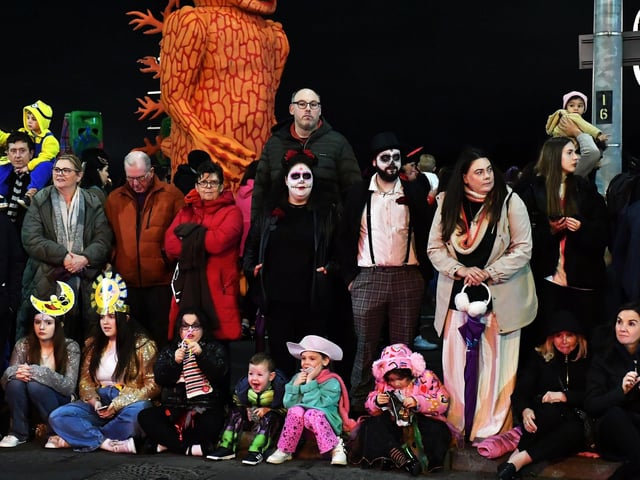 Spectators pictured at the Halloween parade. Photo: George Sweeney