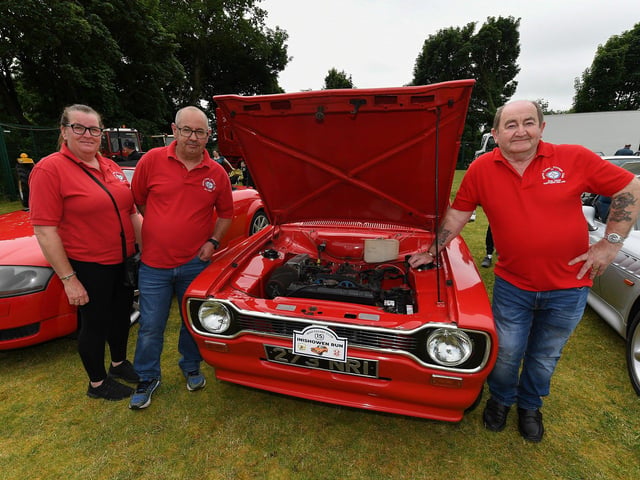 Rosaleen, Martin and Terry, North Coast Vintage Club members, were at the Muff Vintage Show, held in the Community Park on Sunday. Photo: George Sweeney.