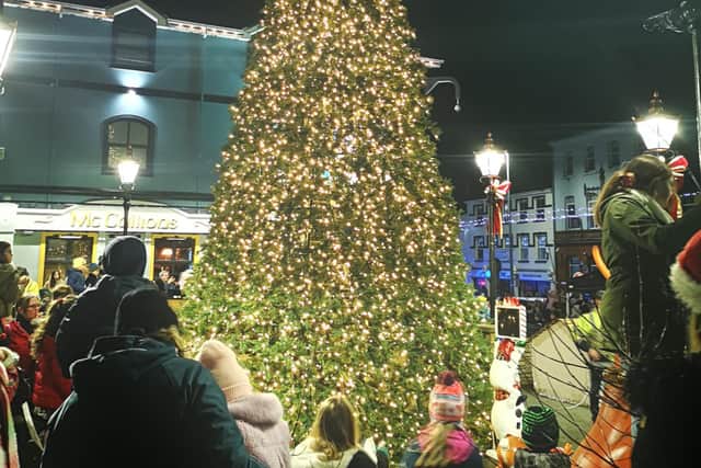 The Christmas Tree in Buncrana's Market Square.