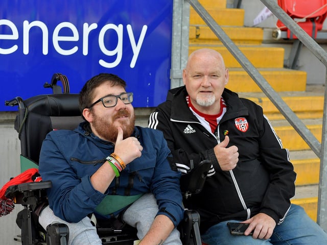 Fans at the Brandywell Stadium for Derry City’s Europa Conference game against KuPs FC on Thursday evening. Photo: George Sweeney. DER2330GS -