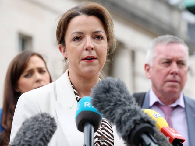 Infrastructure Minister Liz Kimmins pictured  outside the High Court in Belfast. Picture by Jonathan Porter/PressEye
