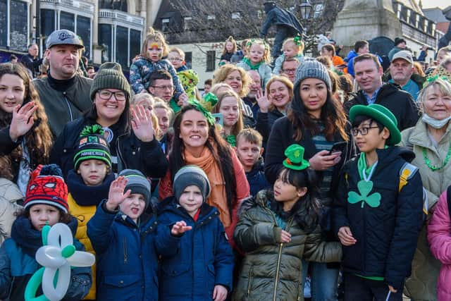 The annual St. Patrick’s Day Spring Carnival is watched by thousands as it makes its way through Derry city centre. Picture Martin McKeown. 17.03.22