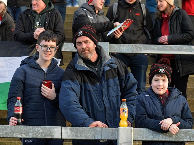 Fans in Celtic Park for the Derry v Monaghan game on Saturday. Photo: George Sweeney
