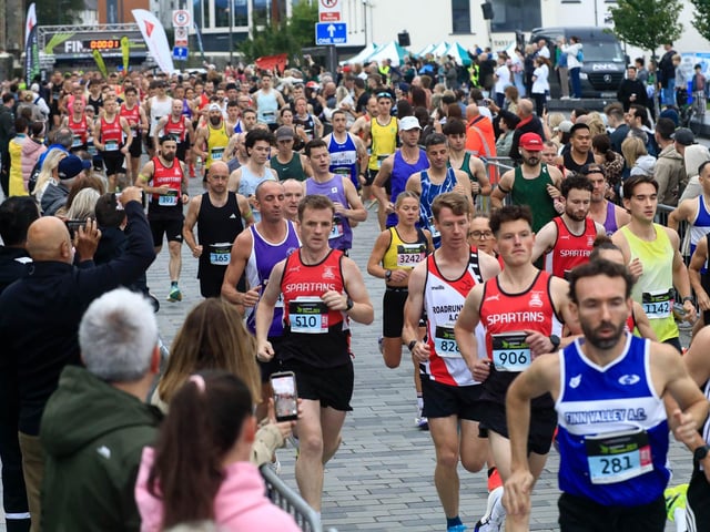 Runners taking part in the Waterside Half Marathon in Ebrington Square, on Sunday morning. (Photo - Tom Heaney, nwpresspics)