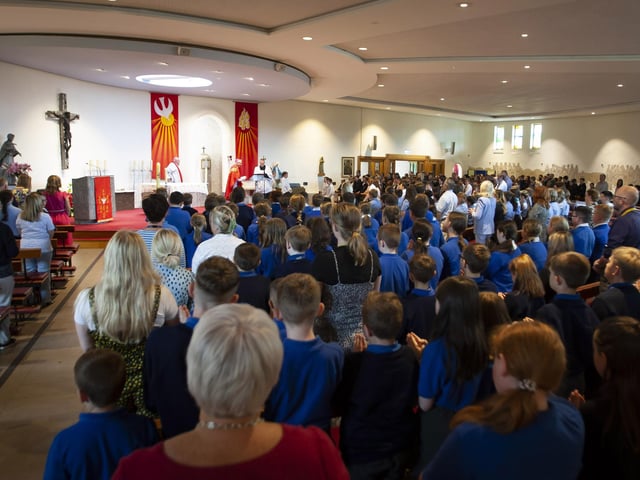 Bishop Donal McKeown celebrating last week’s Thanksgiving Mass at St. Brigid’s Church, Carnhill for those who received the Sacrament of Confirmation in the Three Patrons parish.