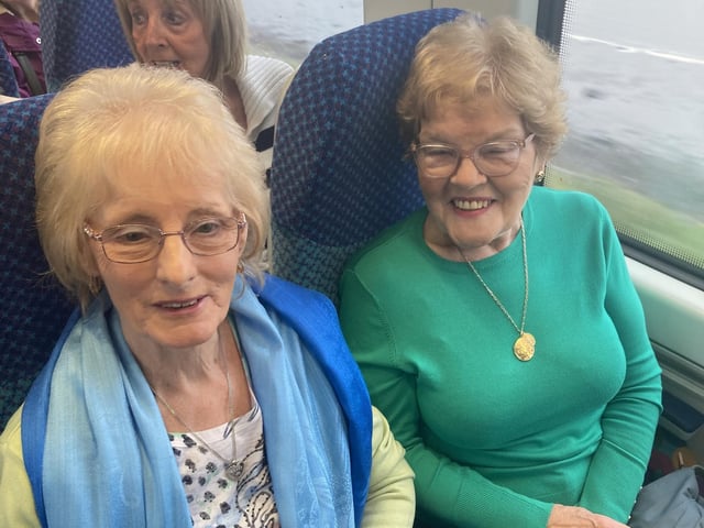 All smiles on the chat-tea train.