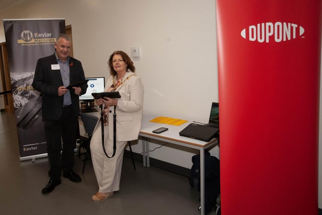 Paul Kirkpatrick, Du Pont, pictured with the Mayor, Patricia Logue at Friday's GEMX Showcase.