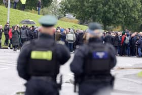 Police pictured on the Garvaghy Road. Picture by Jonathan Porter/PressEye