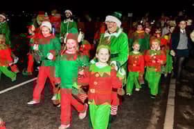 Culmore Community Partnership Elf Parade prior to the Christmas Lights switch on at the Community Hub on Friday night. Photo: George Sweeney