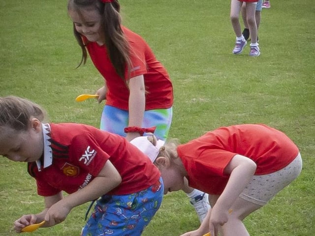 Struggling to keep the eggs on the spoon at Greenhaw’s Sports Day.