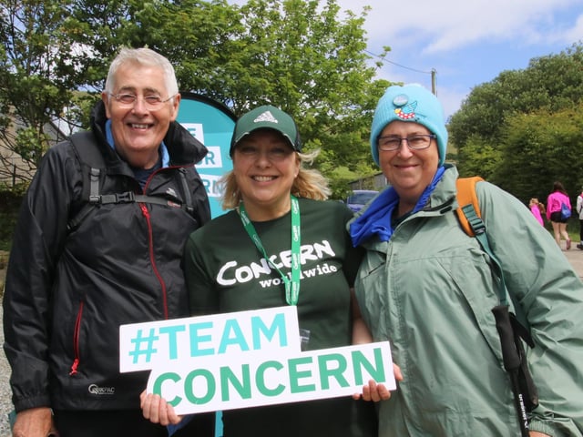 Dominic MacSorley, Frances MacKenzie and Nadia Duncan, Concern pictured at The 19th Annual Scalp Mountain Climb to the Cross in aid of Concern Worldwide. (Photo - Deirdre Heaney, nwpresspics) : .