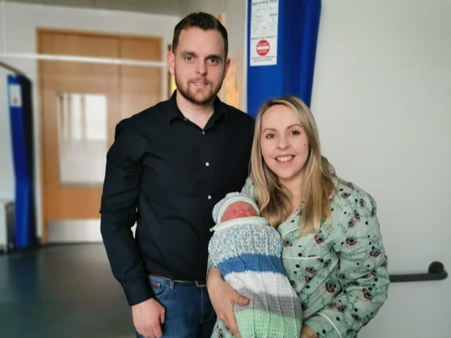 Mum Wendy and Dad Matthew Campbell from Maguiresbridge with baby Caleb at the SWAH