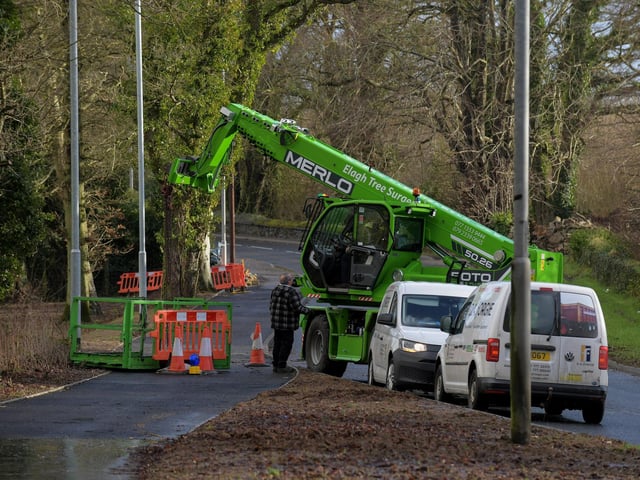 Clean up at Culmore Road after Storm Isha. Photo: George Sweeney