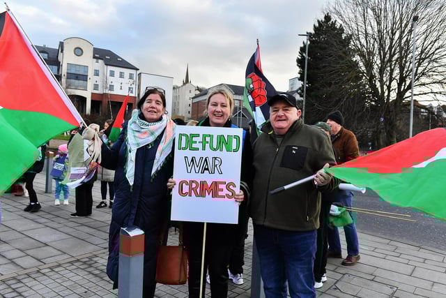 Supporters attend the pro-Palestinian solidarity rally held in Derry  on Saturday afternoon.  Photo: George Sweeney