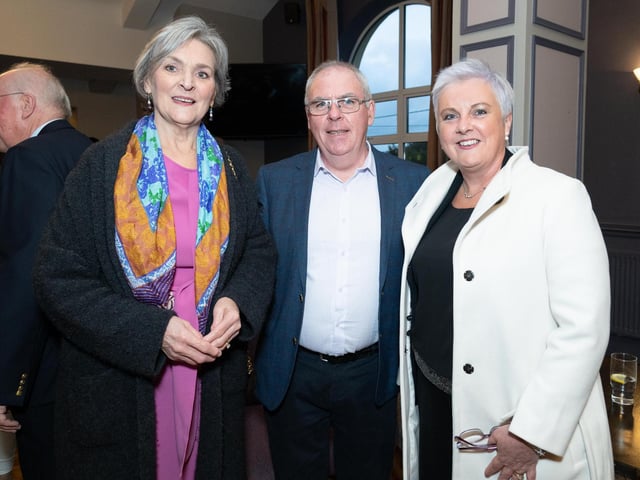 Katie O'Boyle , Fergal McClenaghan, and Shauna McClenaghan at the Tip O'Neill Irish Diaspora Awards 2024 in Inishowen Gateway Hotel on Friday last. Photo Clive Wasson