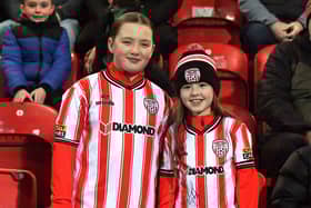 Young Derry City fans at the game against Drogheda. Photograph: George Sweeney