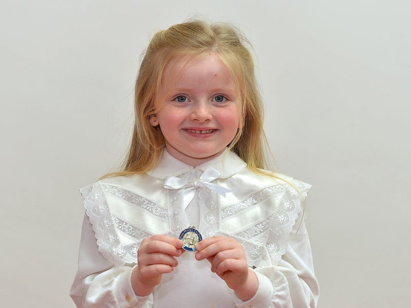 Khloe Porter achieved 2nd place in P1 Girls Verse at the Feis Dhoire Cholmcille on Friday at the Millennium Forum. Photo: George Sweeney.  DER2315GS – 210