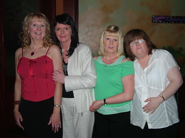 DSCF5633Margaret pictured with Ann Ward, Marian McDevitt and Noleen Ward who were Margaret's Bridesmaids on her Wedding day. : Parties and celebrations April 2006: Margaret and Patrick.