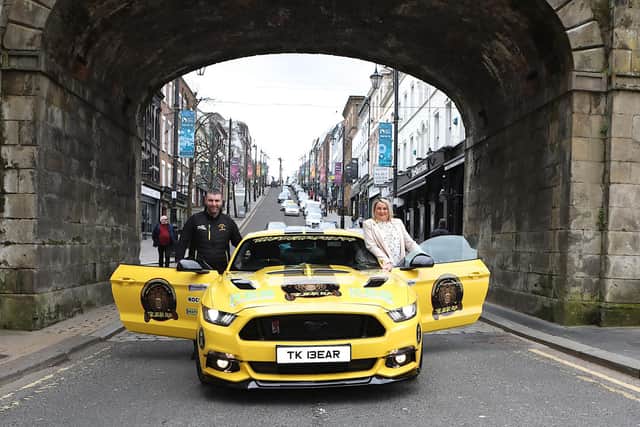 Mayor of Derry City and Strabane District Council, Cllr Sandra Duffy, with the organiser of the Bear Run, Keith Gamble (Photo - Tom Heaney, nwpresspics)