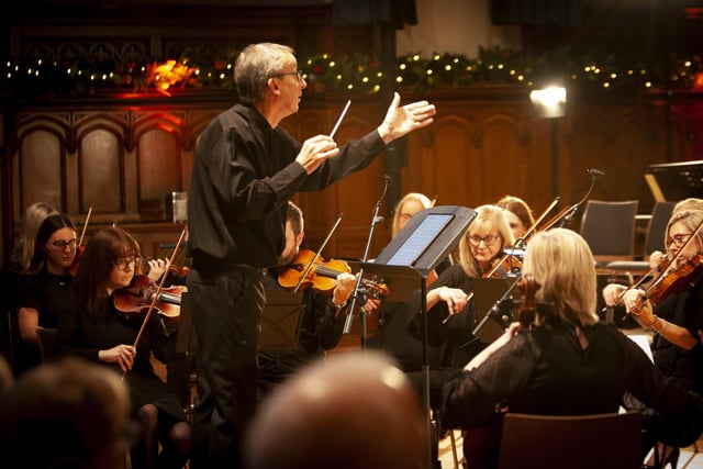 Conductor Brian McKay pictured during Sunday’s event at the Guildhall.