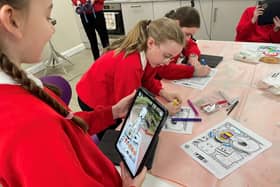 Children get to create their own augmented reality imagery as part of Engineering Week in February 2024.