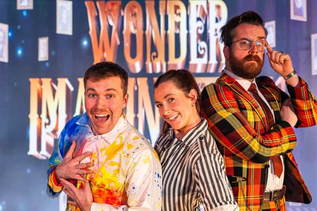 Declan King, Catriona McFeely and Gary Crossan - cast of University of Wonder and Imagination currently on tour in America