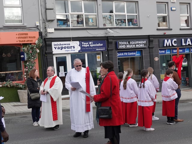 The Palm Sunday Procession on Sunday, March 24 from St, Mary's Oratory in Buncrana, during which prayers and reflections were offered and read.