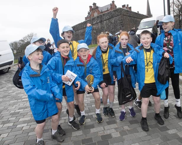 ANTHONY HEGARTY WINNERS!. . . .Inaugural winners of the Feile Derry Anthony Hegarty 1km Race on Tuesday were St. Anne's Primary Shool. (Photos: Jim McCafferty Photography)