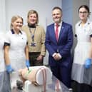 Health Minister Robbie Butler with nursing students at Magee College during a visit to the city on Wednesday last.