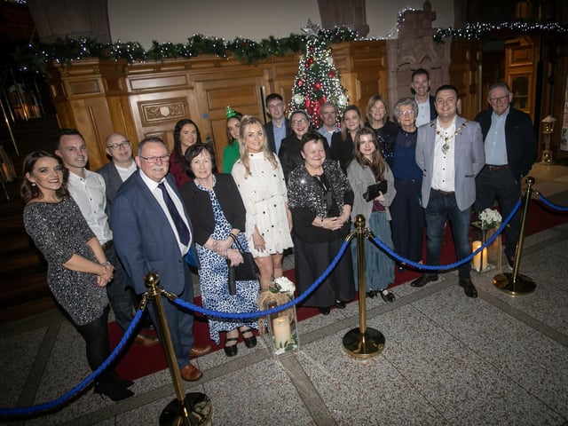 The Mayor of Derry City and Strabane District Council, Ruairi McHugh pictured with his family at Friday night's Gala Mayor's Chriatmas Charity Night for his two chosen charities - PIPS Suicide Prevention and Castlederg Patient Comfort and Terminally-Ill Fund. (Photos: Jim McCafferty Photography) : Mayor's Charity Ball.