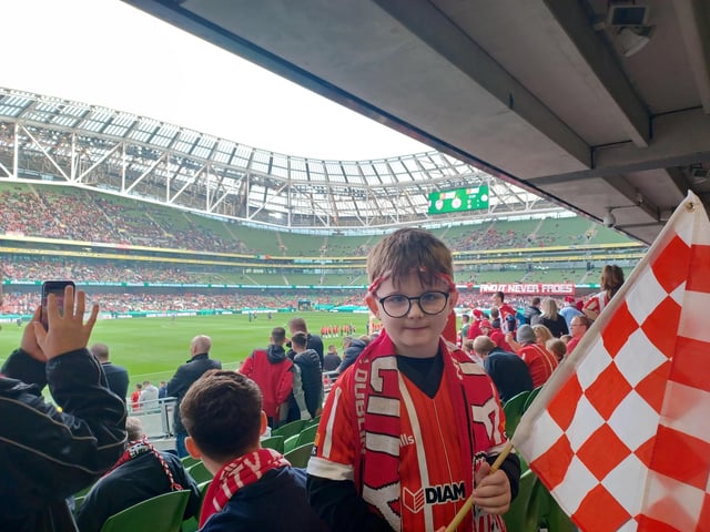 Fans enjoying the electric atmosphere in the Aviva Stadium on Sunday, November 13 for the FAI Cup Final.