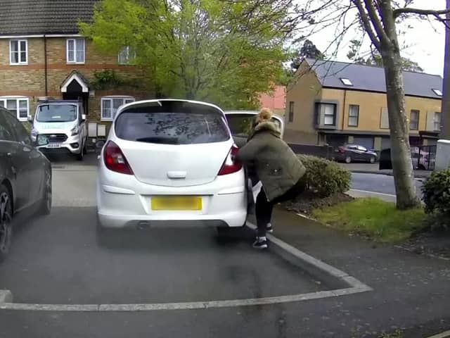 Courtney Lovland tried to stop the runaway Corsa
