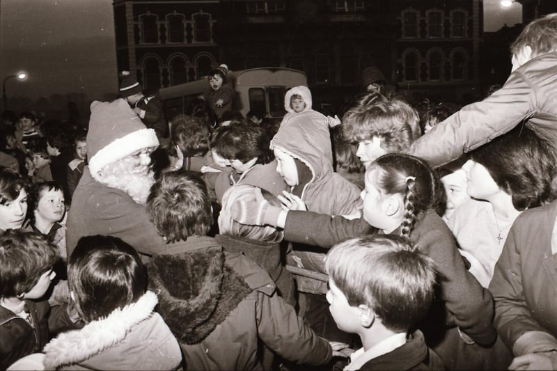 Santa was a big hit at the Christmas Lights Switch on Derry in December 1983.