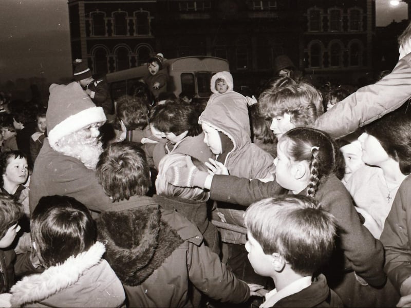 Santa was a big hit at the Christmas Lights Switch on Derry in December 1983.